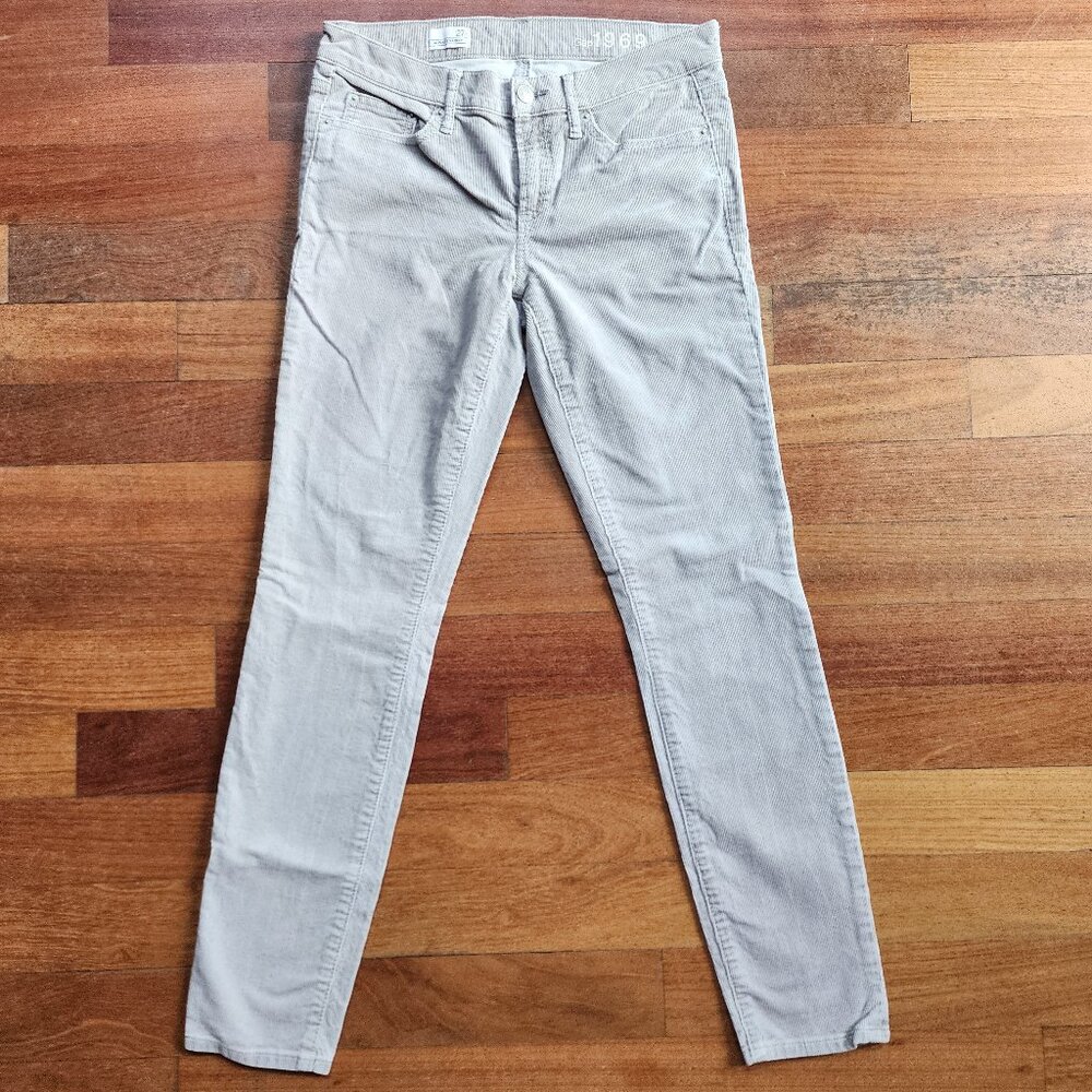 NWOT GAP 1969 Always Skinny Light Gray Corduroy Pants Size 27R